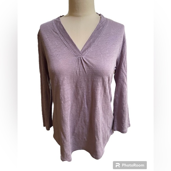 Orvis Ladies' Lilac Purple Linen Top Size Medium - Picture 4 of 11